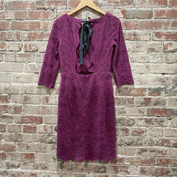 NEW Nicole Miller Lace Keyhole Dress in Wine Size 4 - Picture 4 of 5